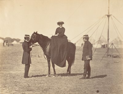 [Lady Canning on her Black Arab and Lord Clyde, Commander in Chief], 1858-61. de Jean Baptiste Oscar Mallitte