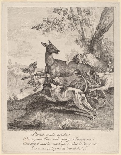 Um cervo atacado por cães de Jean Baptiste Oudry