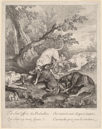 Uma raposa atacada por cães de Jean Baptiste Oudry