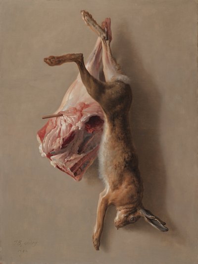 Uma lebre e uma perna de cordeiro de Jean Baptiste Oudry