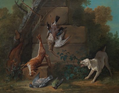 Cão morto que guarda jogo, 1753. de Jean Baptiste Oudry