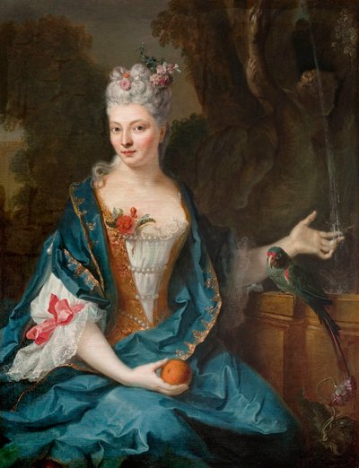 Francês: Dame assise dans un jardin de Jean Baptiste Oudry
