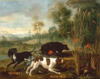 Gredinet, Garotinha e Charlotte, Três Spaniels de Lou de Jean Baptiste Oudry