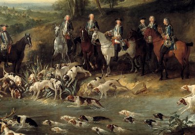 Rei Luís XV caçando veados na floresta de Saint Germain em 1730 Detalhe. Pintura de Jean Baptiste Oudry (1686-1755) 1730 Toulouse, Musee des Augustins de Jean Baptiste Oudry