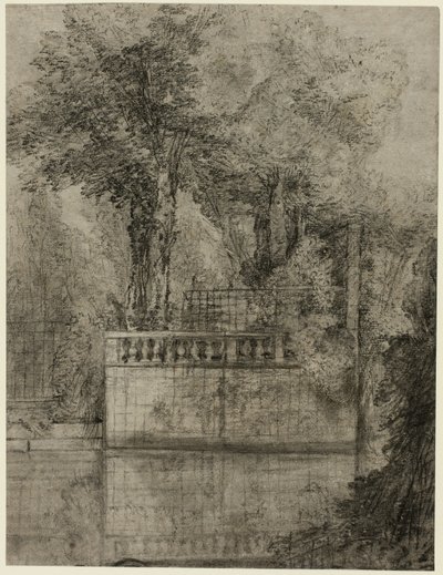 Trabalho de treliça e piscina refletora em Arcueil de Jean Baptiste Oudry