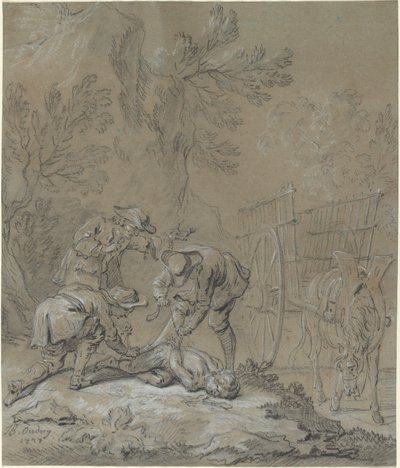 Ragotin vinculado pelos pais do louco de Jean Baptiste Oudry