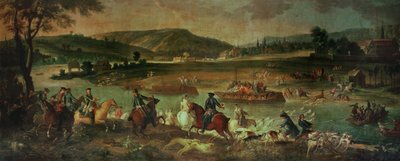 Caça ao Cervo no Oise à vista de Compiegne, perto de Royallieu, 1737 de Jean Baptiste Oudry