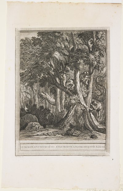 O Dragão de Muitas Cabeças, Fable XII, c. 1753-1755 de Jean Baptiste Oudry