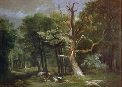 Caça ao lobo na floresta de Saint-Germain, 1748 de Jean Baptiste Oudry