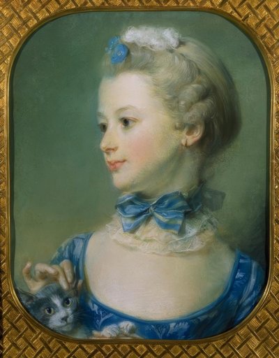 A menina com o gato (retrato de Miss Huquier) de Jean Baptiste Perronneau