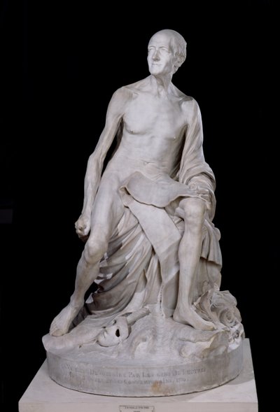 Estátua sentada de Voltaire (1694-1778) 1776 (mármore) de Jean Baptiste Pigalle