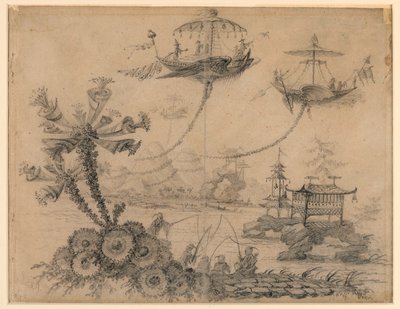 Desenho, Fantasia Chinoiserie, 1770-90 de Jean Baptiste Pillement