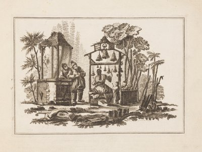 Figura Tocando Sinos, de "Novo Caderno de Seis Folhas de Diferentes Assuntos Chineses Históricos" de Jean Baptiste Pillement
