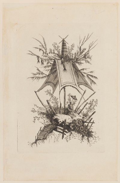 Figura sob a tenda, de "Coleção de tendas chinesas" de Jean Baptiste Pillement
