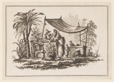 Figuras com um vaso de flores, de "Novo caderno de seis folhas de diferentes assuntos históricos chineses" de Jean Baptiste Pillement