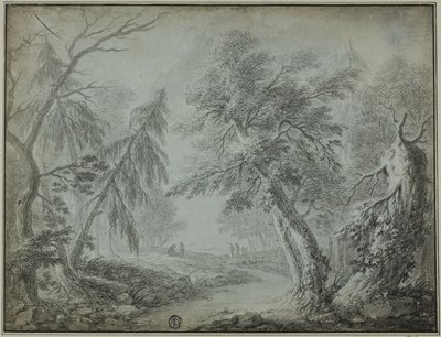 Floresta com riacho e figuras de Jean Baptiste Pillement