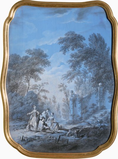 Paisagem de parque com companhia elegante (pintura sobre tela) de Jean Baptiste Pillement