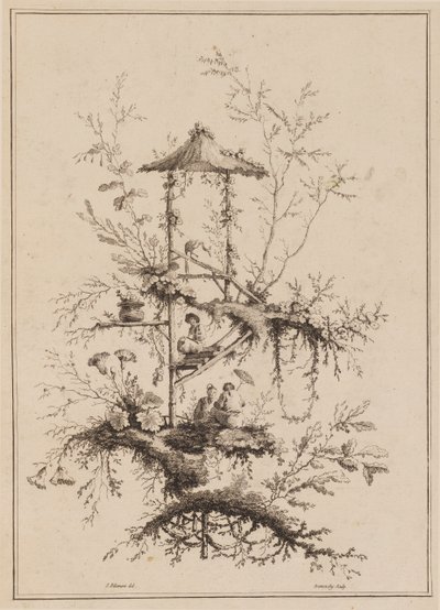 Prato de um conjunto de representações Chinoiserie de Jean Baptiste Pillement