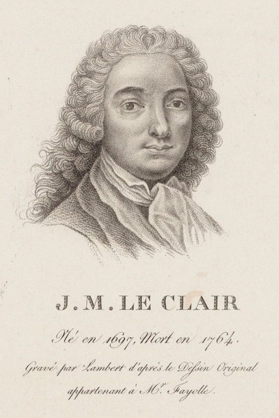 Retrato do violinista e compositor Jean-Marie Leclair 1697-1764. de Jean Baptiste Ponce Lambert