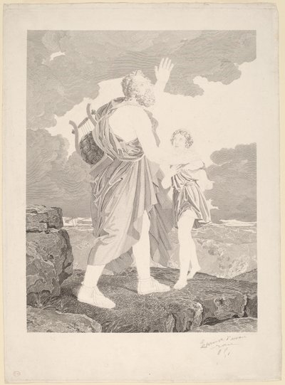 Homer cego de Jean Baptiste Raphael Urbain Massard, after Baron François Gerard