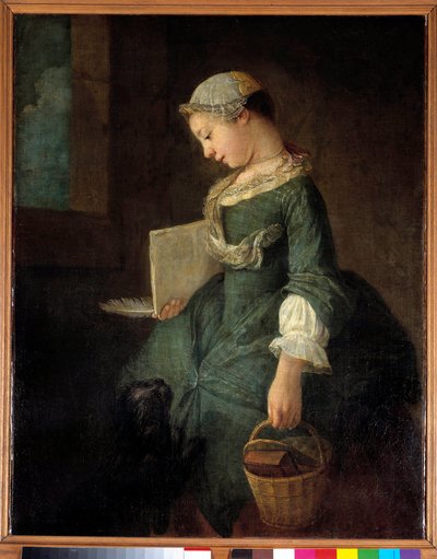 Uma jovem estudante Pintura de Jean Baptiste Simeon Chardin (1699-1779) São Petersburgo do século XVIII. Museu Hermitage de Jean Baptiste Simeon Chardin