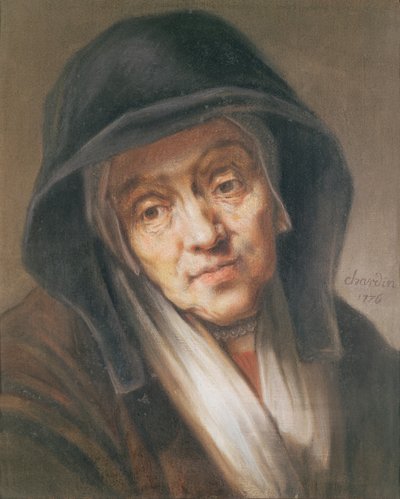 Cópia de um retrato de Rembrandt de sua mãe, 1776 (pastel sobre papel) de Jean Baptiste Simeon Chardin