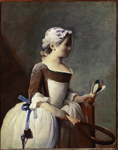 Garota com Raquete e Shuttlecock (óleo sobre tela, c.1737) de Jean Baptiste Simeon Chardin