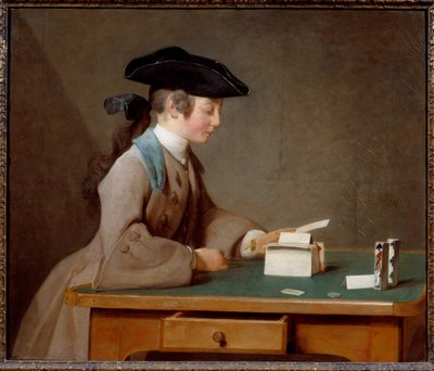 Le chateau de cartes ou le son de monsieur Le Noir Painting de Jean Baptiste Simeon Chardin (1699-1779) 1737 Sun. 0,6x0,71 m Londres, galeria nacional - The House of cards (ou o filho de Mister Noir) - Pintura de Jean Baptiste Simeon Chardin (1699-1779), ó de Jean-Baptiste Simeon Chardin