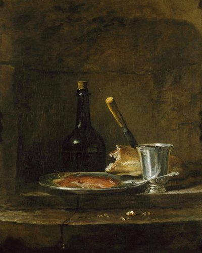 Preparando o Café da Manhã, ou o Cálice de Prata, antes de 1728. de Jean-Baptiste Simeon Chardin