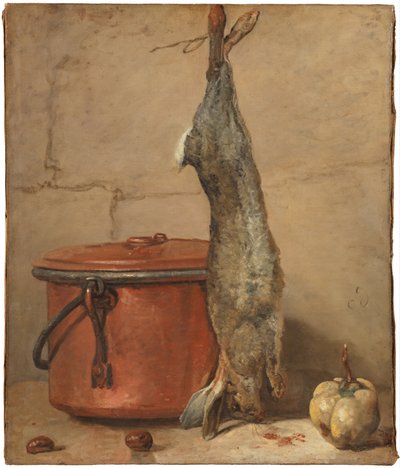 Pote de coelho e cobre c.1739-40 de Jean Baptiste Simeon Chardin