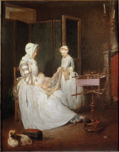 A mãe diligente, c.1740 de Jean-Baptiste Simeon Chardin