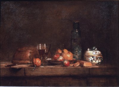 O frasco das azeitonas - Óleo sobre tela de Jean Baptiste Simeon Chardin