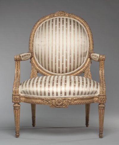 Poltrona (Fauteuil), c.1765 (madeira esculpida e dourada) de Jean Baptiste Tilliard