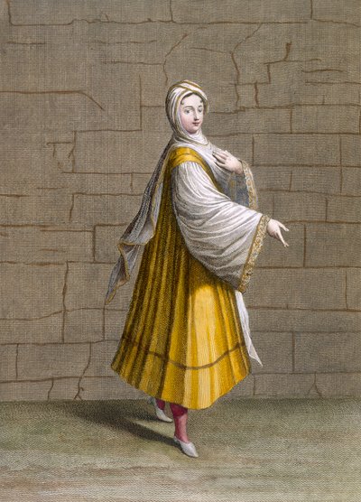 Uma garota de Fine, prato 72 de "Coleção de cem impressões representando as diferentes nações do Levante" por Charles de Ferriol, gravado por J. de Franssieres, 1707-08 de Jean Baptiste Vanmour