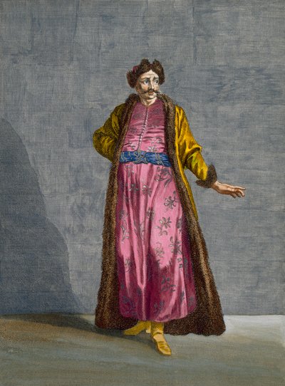 Um cavalheiro wallachiano, placa 80 de "Coleção de cem cópias representando as diferentes nações do Levante", de Charles de Ferriol, gravada por B. Baron, 1707-08 de Jean Baptiste Vanmour