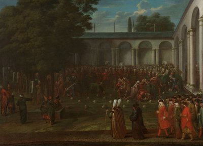 Cornelis Calkoen em seu caminho para sua audiência com o sultão Ahmed III, c.1727-30 de Jean Baptiste Vanmour