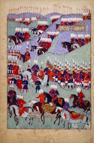 Funeral do Sultão Suleyman, o Magnífico, História do Sultão Suleyman, Istambul, Turquia, 1579 (tinta e cor sobre papel) de Jean Baptiste Vanmour