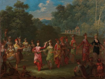 Homens e mulheres gregos dançando o Khorra, c.1720-37 de Jean Baptiste Vanmour