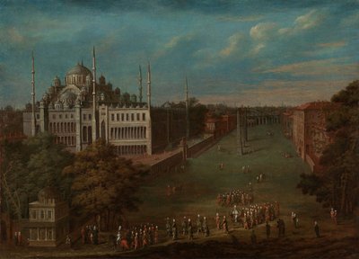 O Grande Vizir Cruzando o Atmeydan (Praça do Cavalo), 1720-37 de Jean Baptiste Vanmour