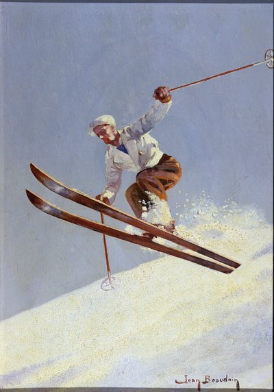 Um esquiador, c.1930 (óleo sobre tela) de Jean Beaudoin