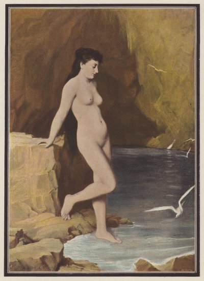 Ninfa em uma gruta (lito colorido) de Jean Benner