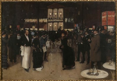 Boulevard Montmartre à noite, em frente ao Théâtre des Variétés, ca. 1885 (óleo sobre tela) de Jean Beraud