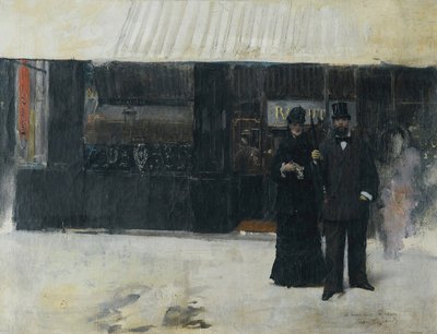 Casal em frente de uma joalharia (óleo sobre tela) de Jean Beraud