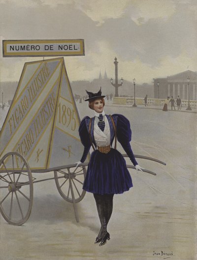 La Reclame de lvenir (Publicidade do Futuro). Ilustração de capa do Le Figaro Illustre, dezembro de 1895 de Jean Beraud
