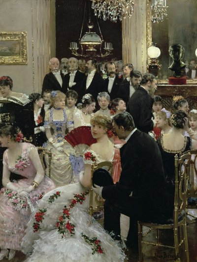A noite - Ao redor do piano, c. 1880. de Jean Beraud
