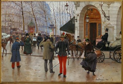 O Boulevard des Capucines e o Teatro do Vaudeville, Paris (pintura sobre tela) de Jean Beraud