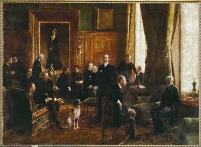 O salão da Condessa Potocka em 1887 (pintura sobre tela) de Jean Beraud