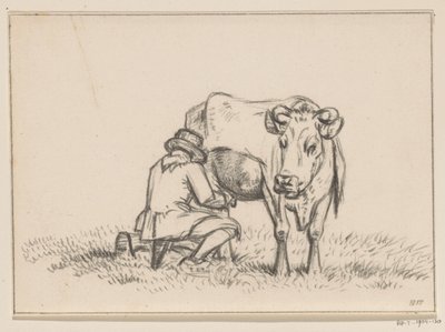 Uma vaca está sendo ordenhada de Jean Bernard