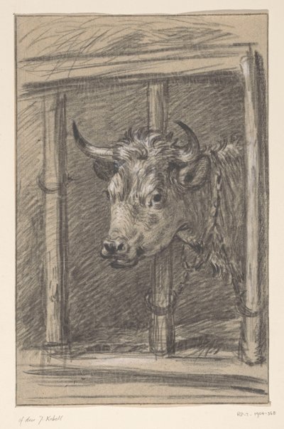 Cabeça de vaca, pelas grades de um estábulo de Jean Bernard