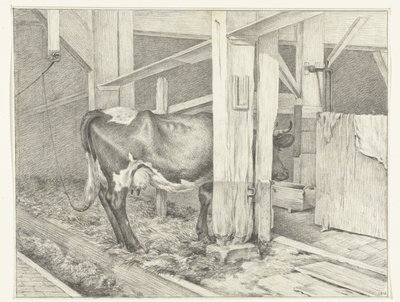 Vaca parada em um celeiro, à direita de Jean Bernard